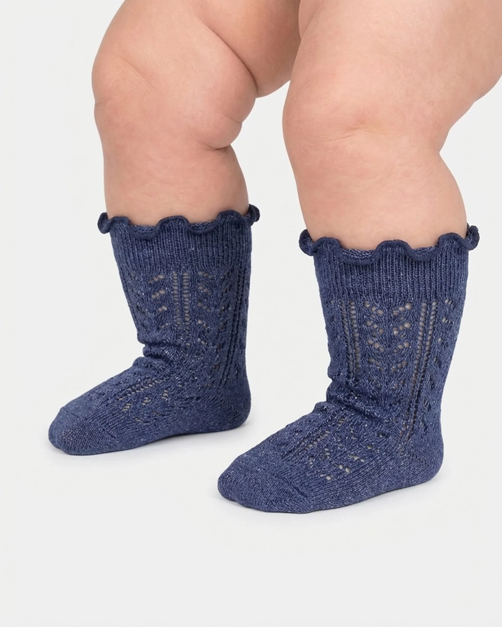 Organic Socks Knee Frilly Lace Ink - Image 4